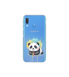 Samsung Galaxy A40 ile Uyumlu Splash Panda Tasarımlı Şeffaf Silikon Kılıf