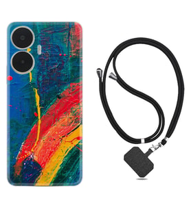 Realme C55 Kılıf Silikon Boyun Askılı İpli Desenli Silikon Ressam Sulu Boya 1600