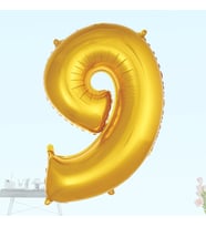 9 Yaş Rakam Folyo Balon, 100 cm - Altın (STD)