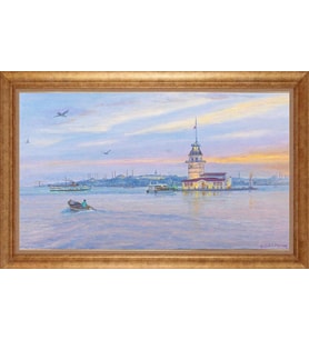 Çerçeveli Paspartulu Manzara Tablo bm0562 (Gold)