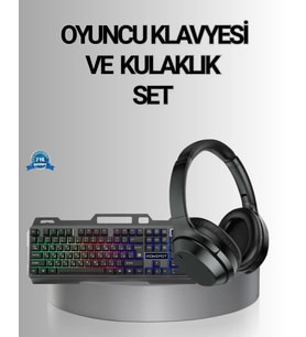 Işıklı Oyuncu Klavye Mouse ve Bluetooth Kulaklık Seti Türkçe Q USB