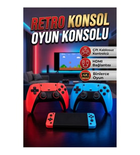 HDMI Bağlantılı Retro Oyun Konsolu – Çift Kablosuz Kontrolcülü Oyun Sistemi