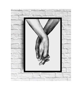 Love Aşk El ele Tutuşan Sevgili Dekor Konsept Tablo MDF Kaliteli Baskı Çerçeve Görünüm(19x27 cm)