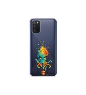 Samsung Galaxy A02s ile uyumlu Splash ahtapot tasarımlı şeffaf silikon kılıf