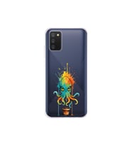 Samsung Galaxy A02s ile uyumlu Splash ahtapot tasarımlı şeffaf silikon kılıf