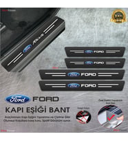 Ford Logolu Karbon Kapı Eşiği Koruyucu Suni Deri 4'lü Set