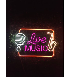 Live Music Canlı müzik sahne aydınlatma dekor neon tabela(55x36cm)