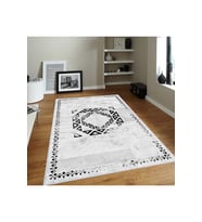 Rovigo Home Dijital Baskı Yıkanabilir Kaymaz Taban Salon Halısı RVG0132-SD1055 (Beyaz)