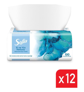 Sofia El ve Yüz Havlusu 100 Lü 12 Paket