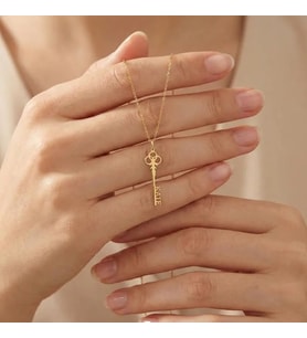 Kişiye Özel 925 Ayar Gümüş Tasarım Anahtar İsim Kolye (Gold)