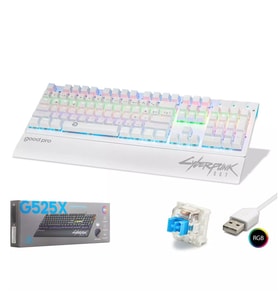 Hadron G525XW Cyberpunk Mekanik Gaming Klavye Blue Switch RGB Bilek Destekli - Beyaz - 1 ADET