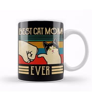 Vintage Best Cat Mom Ever Fist Bump Gift Kupa Bardak Porselen