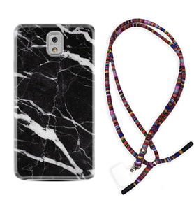 Samsung Note 3 4 5 8 9 20 Ultra 10 Lite Kılıf Boyun Asklı Rasta Silikon Siyah Şerit Mermer 1318
