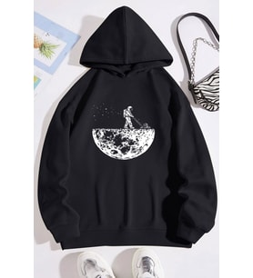 Unisex Uzay Temalı Sweatshirt (Siyah)