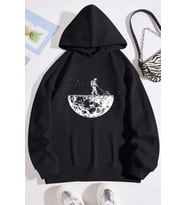 Unisex Uzay Temalı Sweatshirt (Siyah)