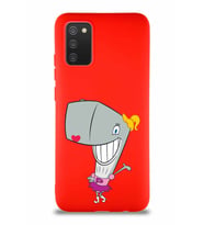 Samsung Galaxy A02S Soft Premier Kapak Pearl Yengeç Tasarımlı Silikon Kılıf - Kırmızı (Şeffaf)
