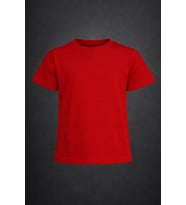 Erkek-Kız Çocuk Kırmızı DÜZ Renk Yuvarlak Yaka T-Shirt