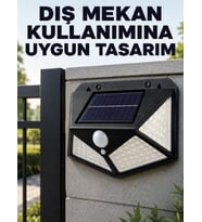 Bahçe Balkon Garaj ve Girişler İçin Güneş Enerjili Hareket Sensörlü LED Duvar Lambası