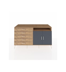 Kronos Konsol 2 Raflı 5 Çekmeceli 2 Kapaklı 176x59x99 Çam-Antrasit/Çam