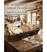 El Boyaması Rustik Ahşap Ekmeklik - Dekoratif Sofra ve Mutfak Düzenleyici - Premium Doğal Ahşap Kutu (36 cm)
