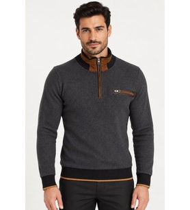 Dewberry Erkek Pamuklu Sweatshirt Desenli Antrasit 9039 Günlük Üst Giyim, Jean Kombinleri, Seyahat Gardırobu