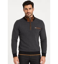 Dewberry Erkek Pamuklu Sweatshirt Desenli Antrasit 9039 Günlük Üst Giyim, Jean Kombinleri, Seyahat Gardırobu