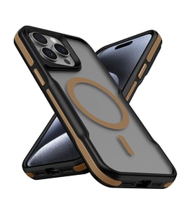 Lexroo iPhone 14 Pro Max Kılıf M-safe Şarj Özellikli Renkli Kenar Airbag Şeritli Lamer Kılıf - Titanyum-Gold
