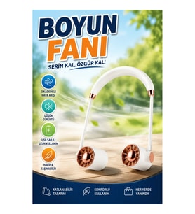 USB Şarjlı Katlanabilir Boyun Tipi Mini Fan 3 Kademeli Düşük Sesli Taşınabilir