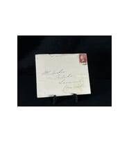 İngiltere Klasik Dönem 1872 Victoria Dönemi Red Penny Pullu Zarf postadan geçmiş varış damgalı