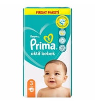 Prima Bebek Bezi Aktif Bebek 3 Beden 62 Adet Fırsat Paketi