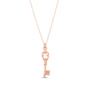 925 Ayar Gümüş Anahtar Kolye Rose (Pembe)-Standart