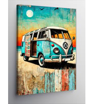 Kanvas Tablo Retro Minibüs ve Yolculuk