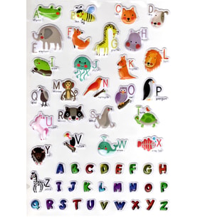 Sticker Kabartmalı A4 Boyutunda Stiker Defter, Planlayıcı Etiket-(lim546) - ingilizce Harf ve Hayvanlar