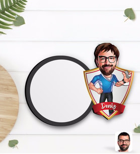 BK Gift Kişiye Özel Erkek Antrenör Karikatürlü Ahşap Bardak Altlığı-1