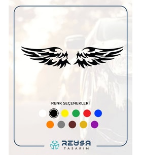 Çift Kanat Oto Logo Sticker 17x17 Cm Siyah