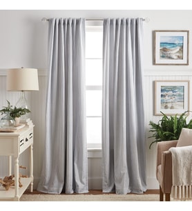 Lexroo Ticking Çizgili Karartma Astarlı Çubuk Cebi/Arka Sekme Pencere Perdesi Panel Çifti, 241 cm