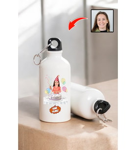Anneye Doğum Günü Hediyesi Karikatürlü 600 ML Kapaklı Su Matarası