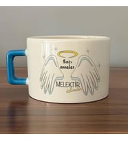 Bazı Anneler Melektir Baskılı Mavi Kulplu C Fincan