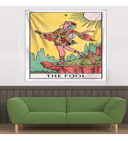 The Fool Tarot Desen Leke Tutmaz Kadife Dokulu Kumaş Duvar Örtüsü Duvar Halısı Tapestry (Çok Renkli)