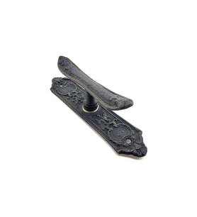 Antika Tarz Dekoratif Pirinç Çiçekli Pencere Kolu - 165x38 mm, Oksit