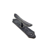 Antika Tarz Dekoratif Pirinç Çiçekli Pencere Kolu - 165x38 mm, Oksit