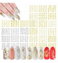 Adanil 30'lu Sticker Set Altın ve Gümüş Renk Nokta Çizgi Desen Nail Art Sticker Set