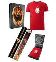 Galatasaray Orijinal Lisanslı 5 Yıldızlı Arma Kırmızı T-shirt UV Ahşap Kutulu