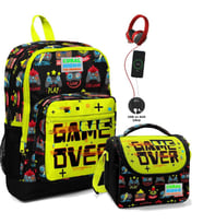 Coral High Okul Çantası ve Termal Beslenme Çanta Seti - Kız Çocuk Game Over USB ve AUX Çıkışlı