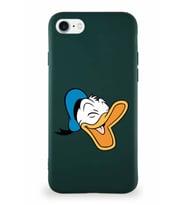 Apple iPhone SE 2020 Soft Premier Kapak Donald Duck-E Tasarımlı Silikon Kılıf - Yeşil (Şeffaf)