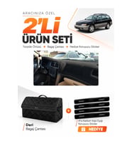 e-biz SUBARU OUTBACK (1998-2003) Uyumlu Torpido Örtüsü + Deri Bagaj Çantası Seti - Siyah - SU006