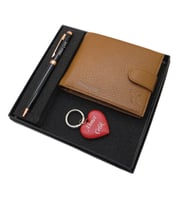 Signator D247 Kişiye Özel Set - Deri Cüzdan + Kalpli Anahtarlık + Kalem Seti  İsme Özel Hediyelik Set (Karışık)