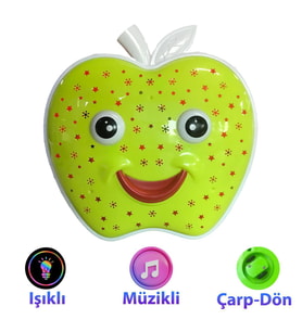 Müzikli ve Projektörlü Eğlenceli Elma Oyuncağı (Yeşil)