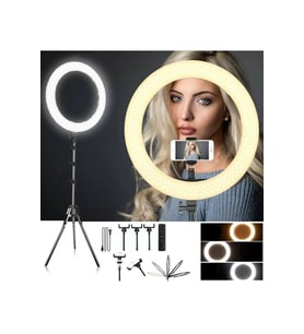 21 LED Ring Light, 3 Telefon Tutacak, Uzaktan Kumanda, 75W, 21 inç