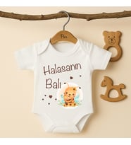 Pia Baby B21 %100 Pamuk Halasının Balı Yazılı Tasarlanabilir Bebek Body (Ekru)
